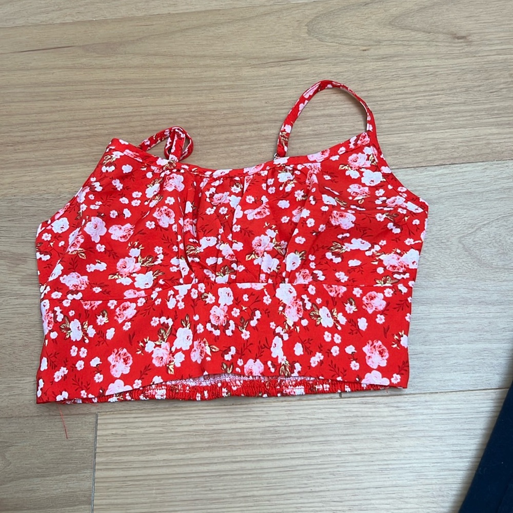 Floral red crop top